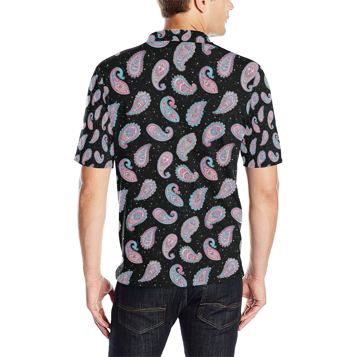 Paisley Pink Design Mandala Print Men Polo Shirt