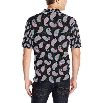 Paisley Pink Design Mandala Print Men Polo Shirt