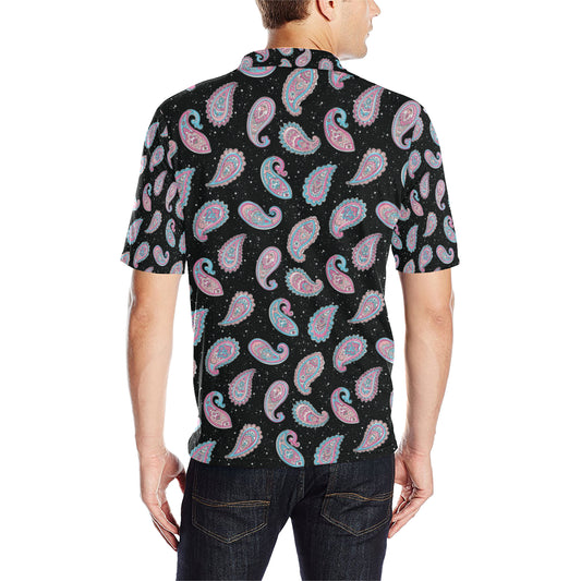 Paisley Pink Design Mandala Print Men Polo Shirt