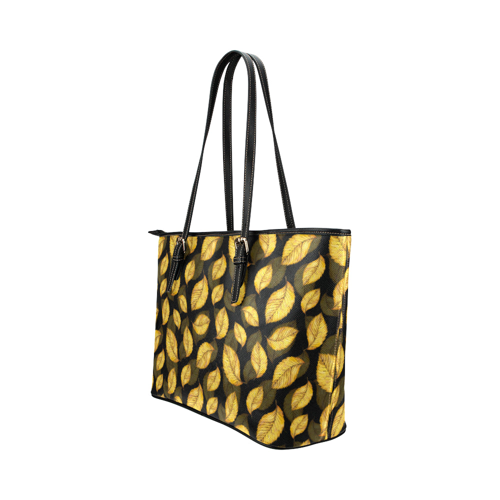 Elm Leave Summer Print Pattern Leather Tote Bag