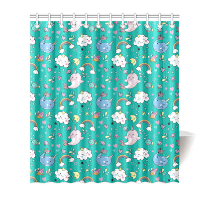Narwhal Pattern Print Design 04 Shower Curtain