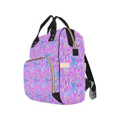 Psychedelic Trippy Mushroom Print Diaper Bag Backpack