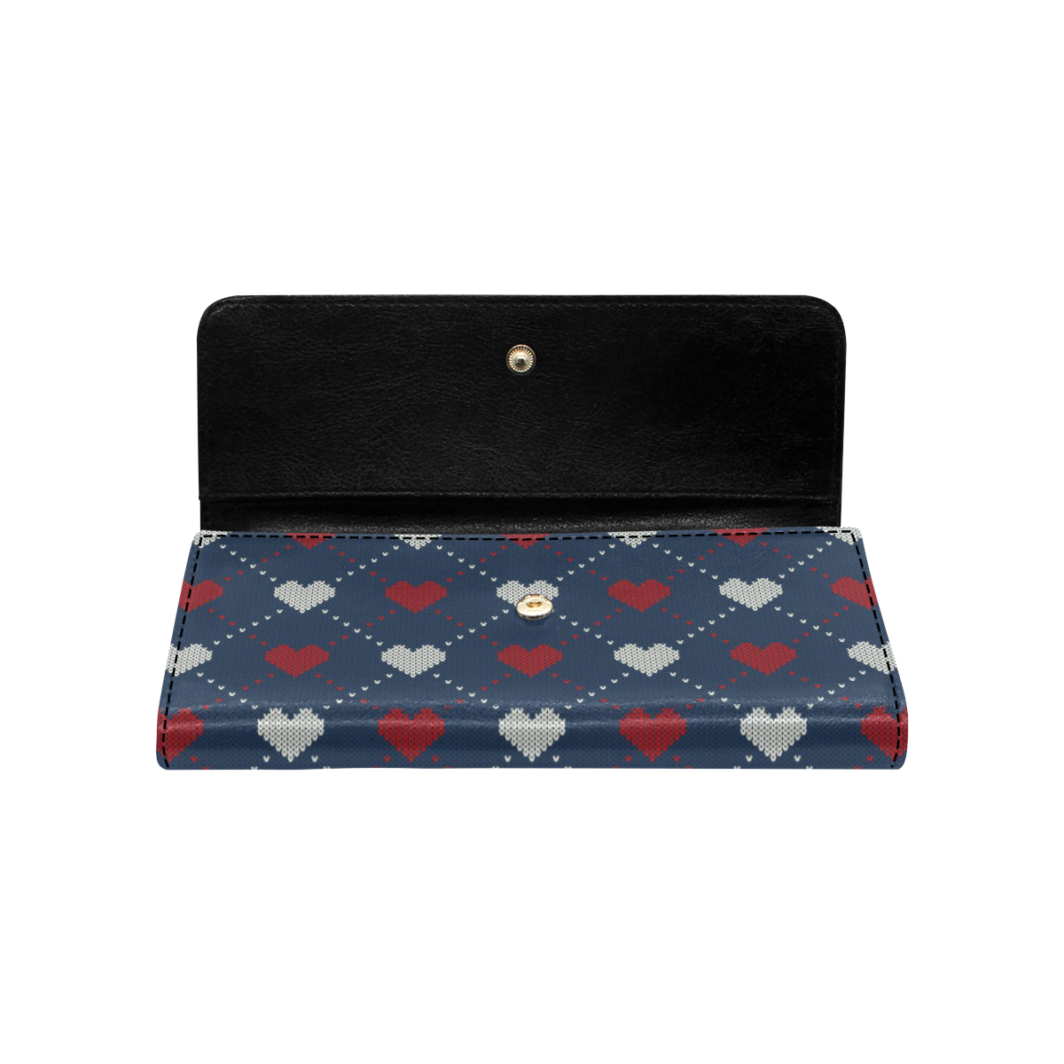 Heart Knit Pattern Print Design HE05 Women's Trifold Wallet
