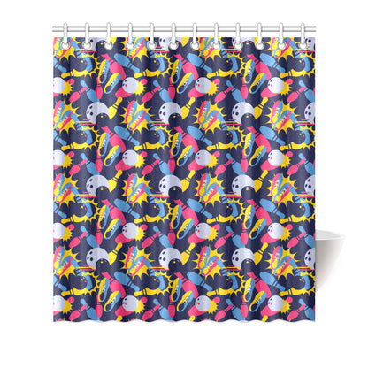 Bowling Pattern Print Design 02 Shower Curtain