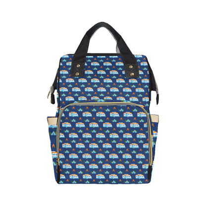 Camper Pattern Camping Themed No 3 Print Diaper Bag Backpack