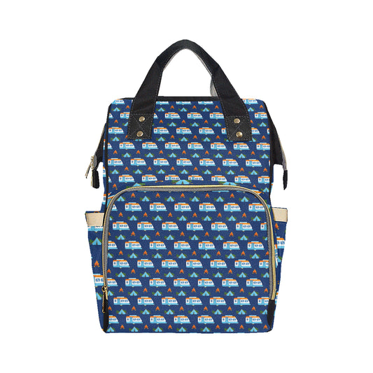 Camper Pattern Camping Themed No 3 Print Diaper Bag Backpack