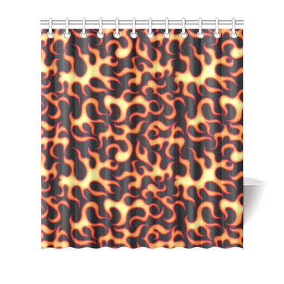 Flame Fire Themed Print Shower Curtain