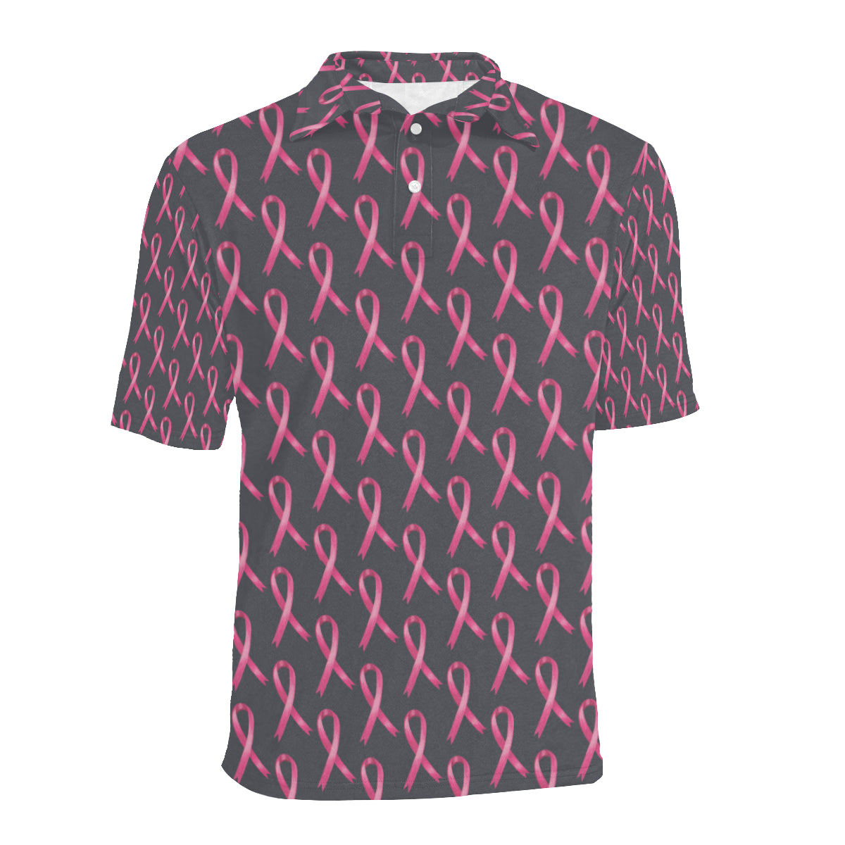 Breast Cancer Awareness Pattern Men Polo Shirt