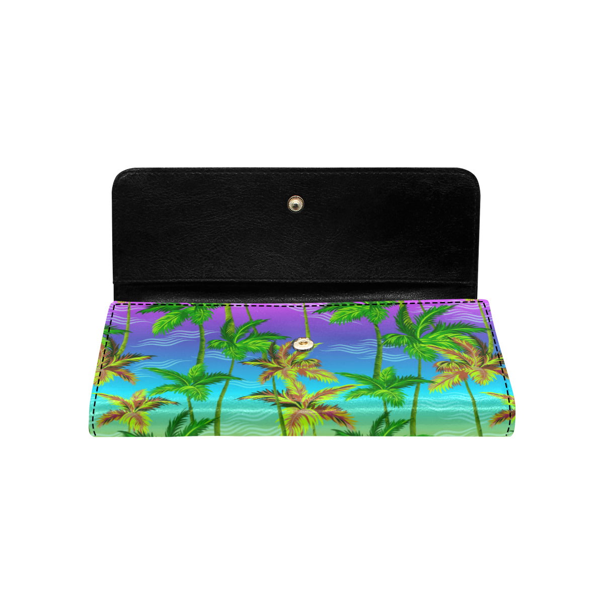Palm Tree Rainbow Pattern Women's Trifold Wallet