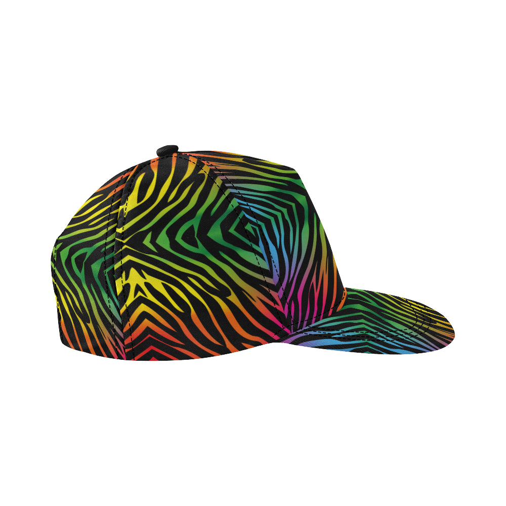 Rainbow Zebra Themed Print Snapback Cap