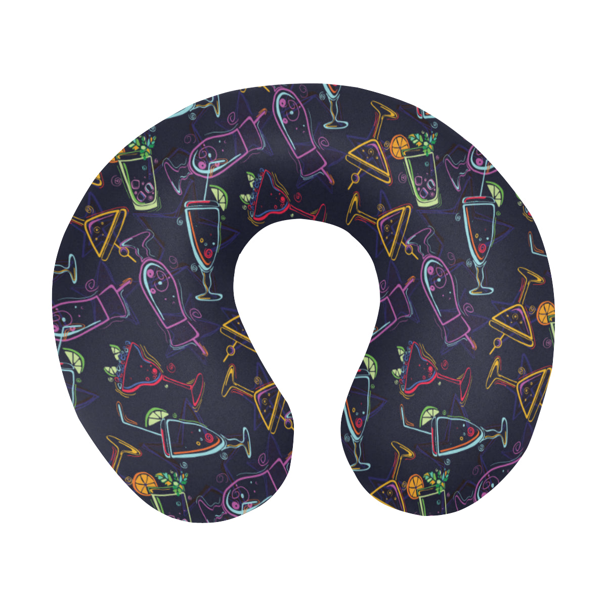 Cocktail Pattern Print Design 04 U-Shaped Travel Neck Pillow