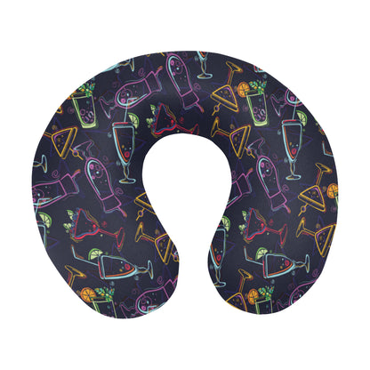 Cocktail Pattern Print Design 04 U-Shaped Travel Neck Pillow