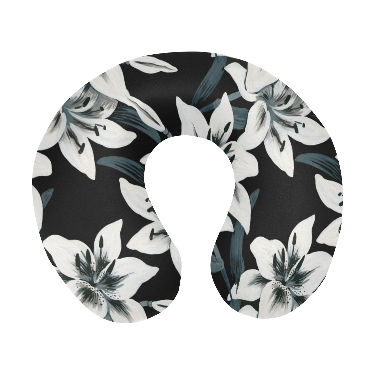 Lily Pattern Print Design 03 U-Shaped Travel Neck Pillow