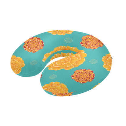 Marigold Pattern Print Design 02 U-Shaped Travel Neck Pillow