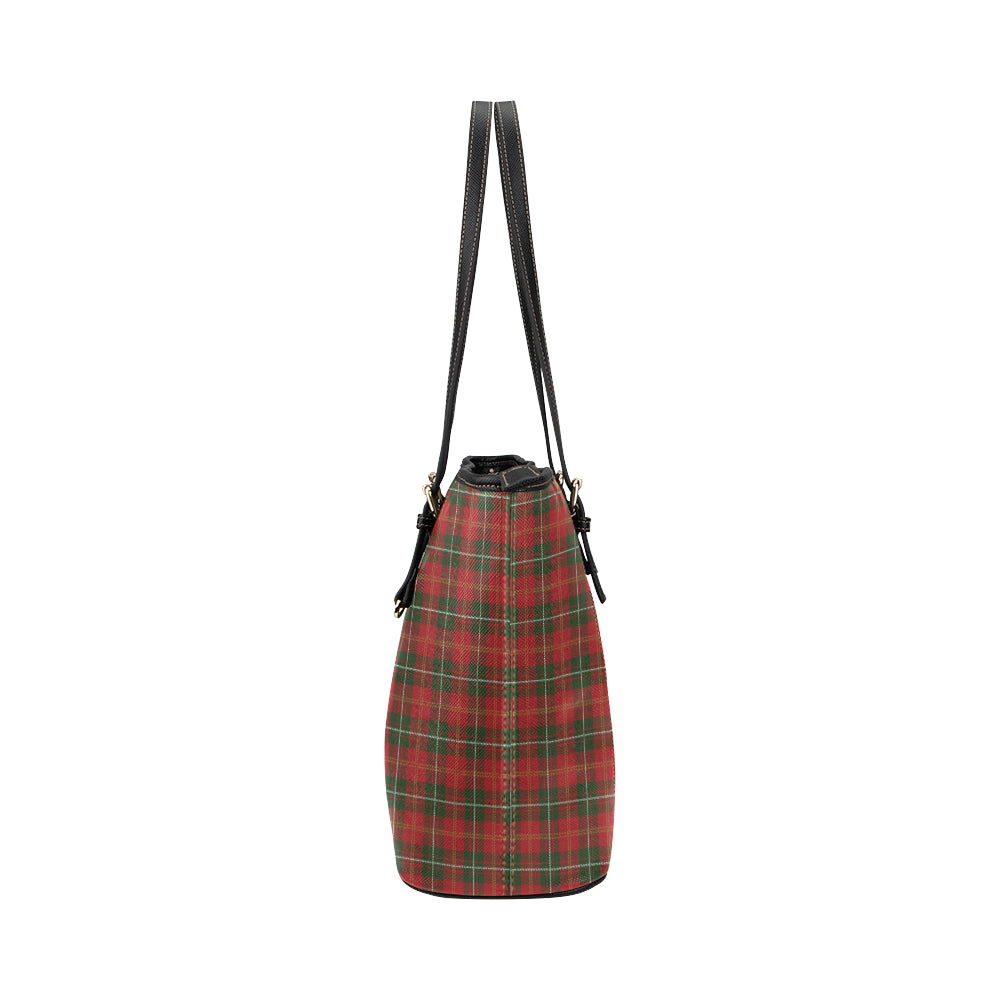 Holiday Tartan Plaid Pattern Leather Tote Bag