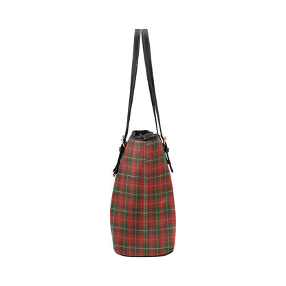 Holiday Tartan Plaid Pattern Leather Tote Bag
