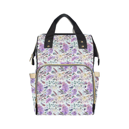 Lilac Pattern Print Design LI06 Diaper Bag Backpack
