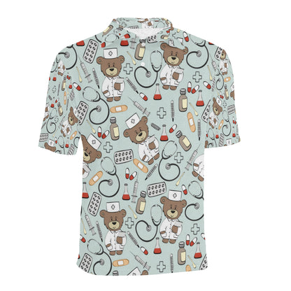 Nurse Bear Pattern Print Design A01 Men Polo Shirt