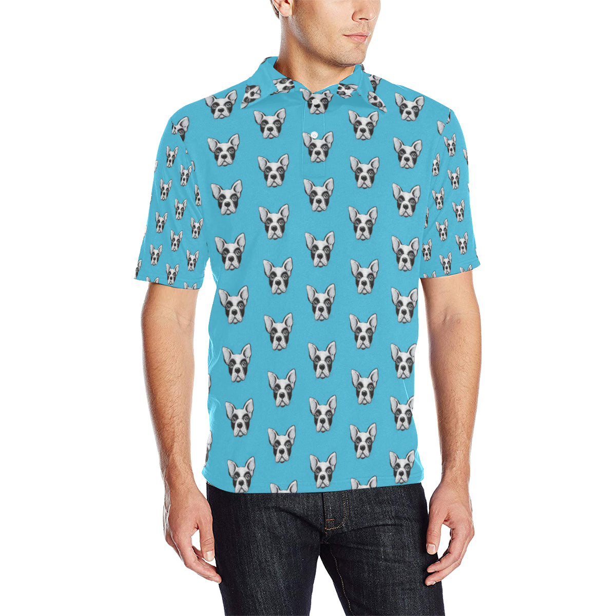 Boston Terrier Pattern Print Design 01 Men Polo Shirt
