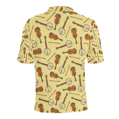 Banjo Violin Pattern Print Design 01 Men Polo Shirt