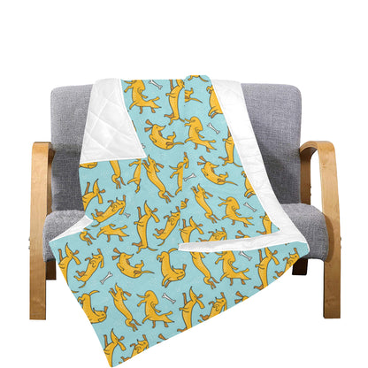 Dachshund Pattern Print Design 08 Premium Quilt