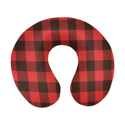 Buffalo check Red Pattern Print Design 05 U-Shaped Travel Neck Pillow