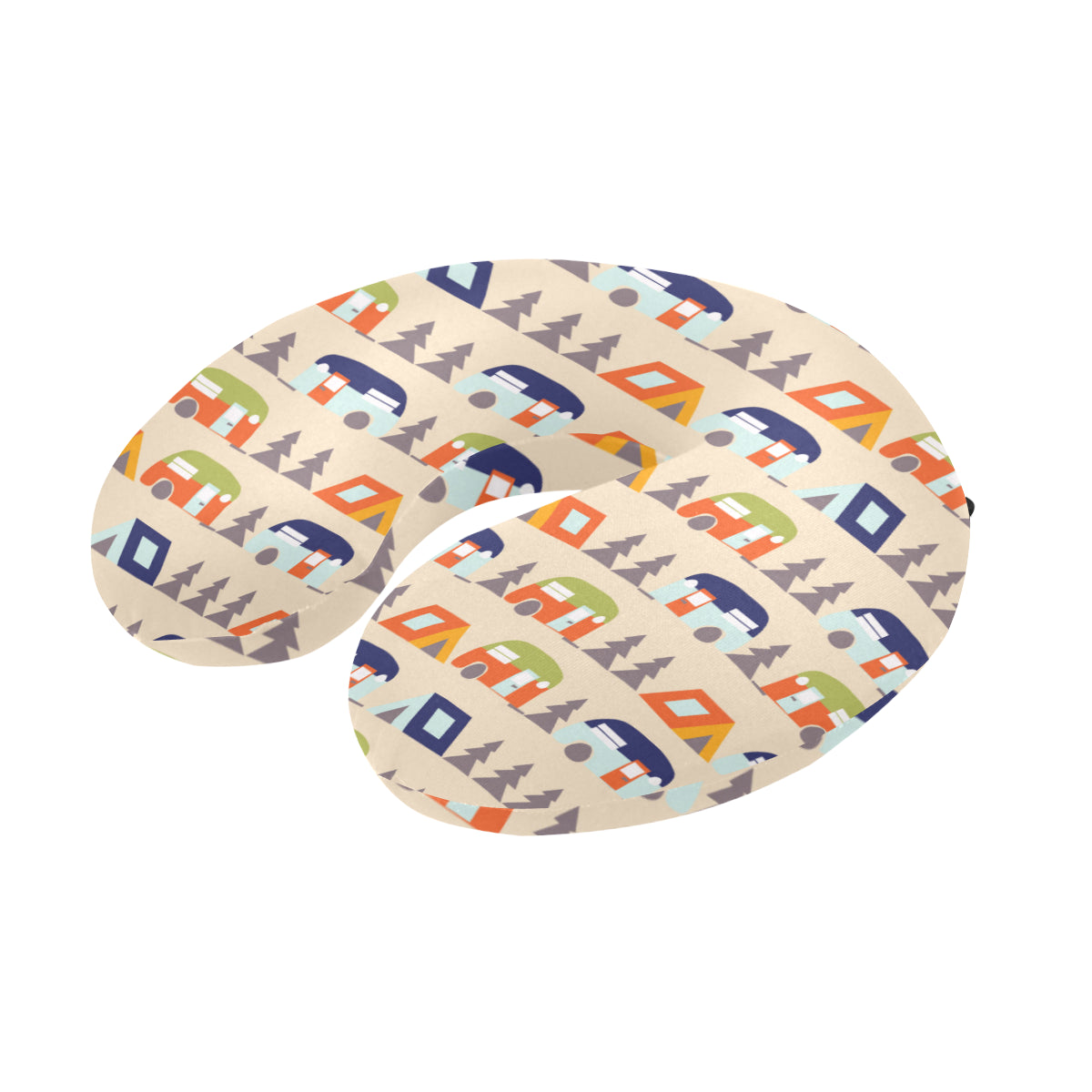 Camper Tent Pattern Print Design 03 U-Shaped Travel Neck Pillow