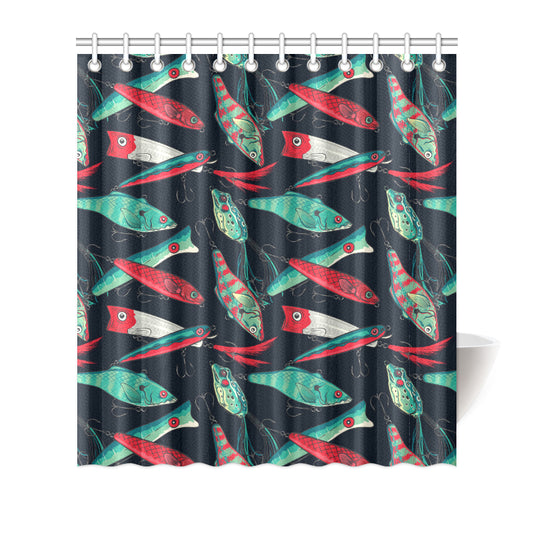Fishing Bait Pattern Shower Curtain