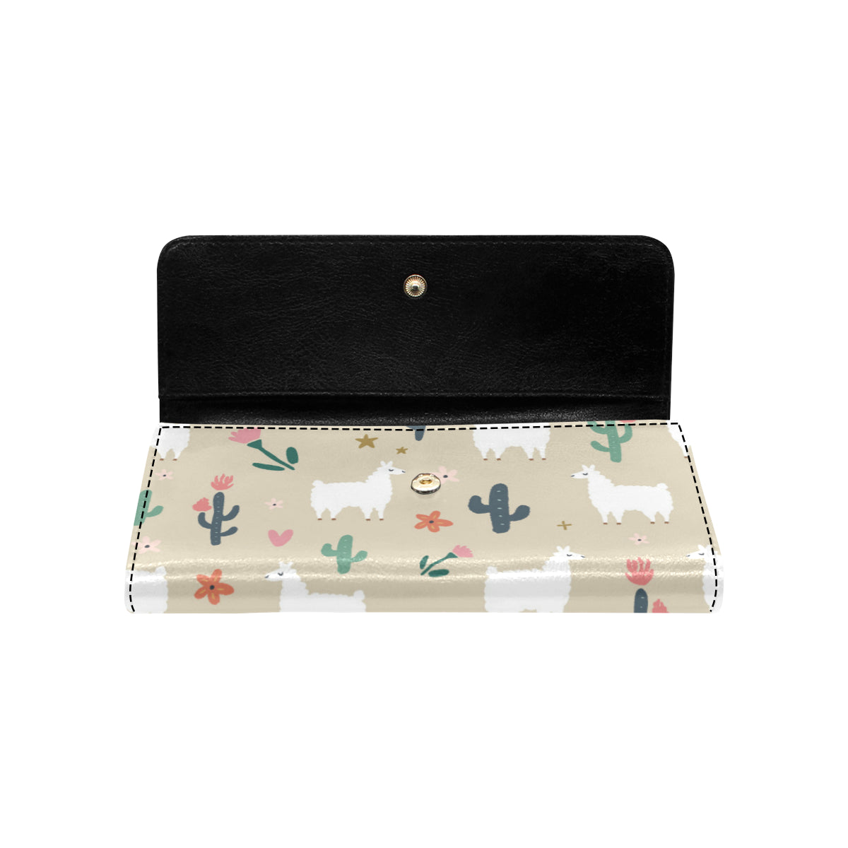 Llama Cactus Pattern Print Design 09 Women's Trifold Wallet