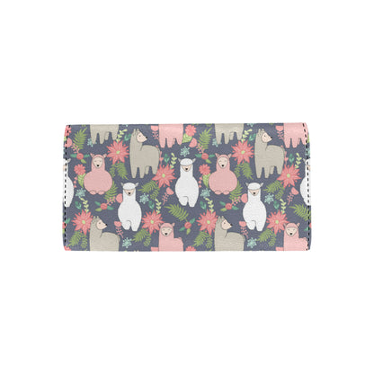 Alpaca Pattern Print Design 03 Women's Trifold Wallet