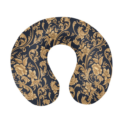 Baroque Golden Pattern Print Design 03 U-Shaped Travel Neck Pillow