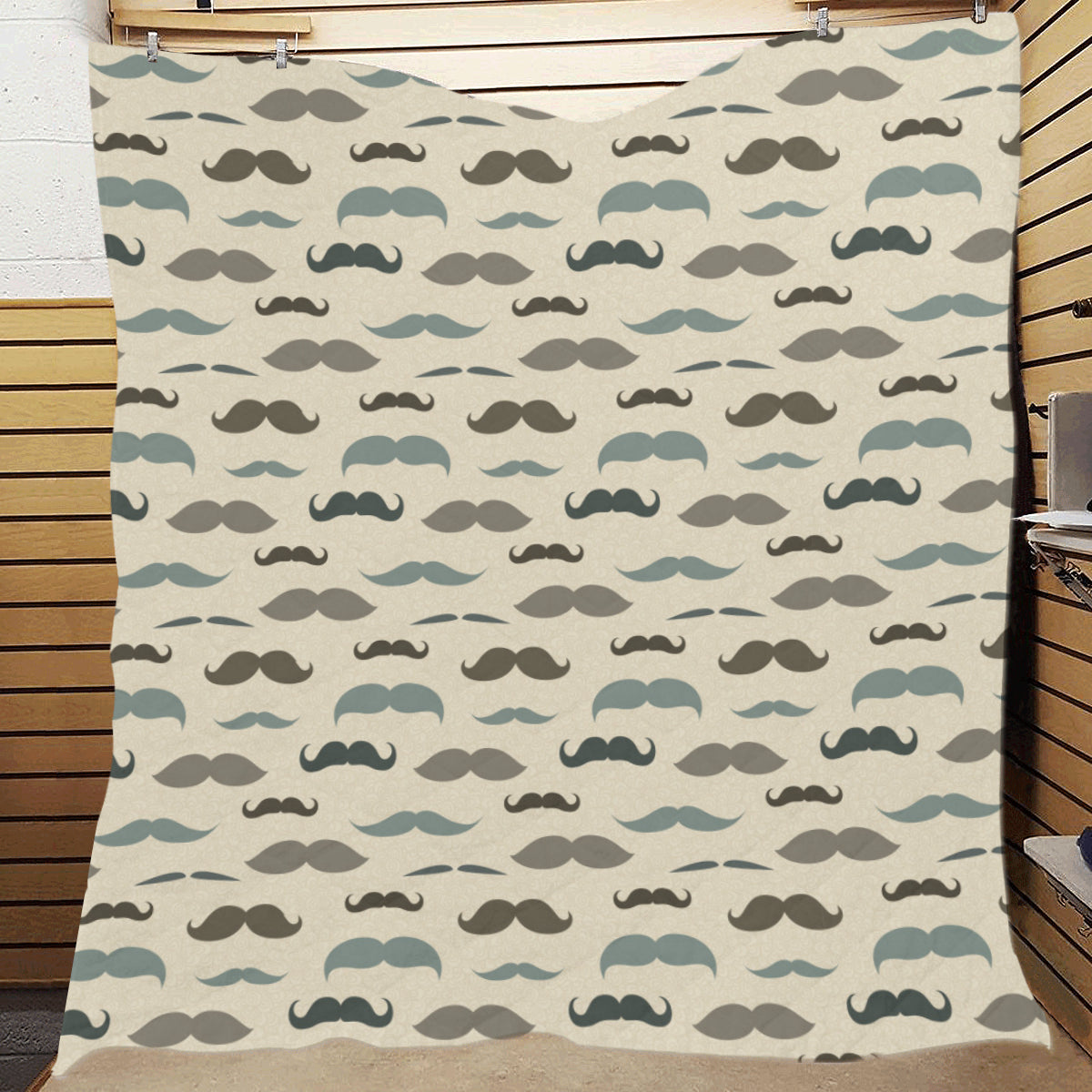 Mustache Pattern Print Design A01 Premium Quilt
