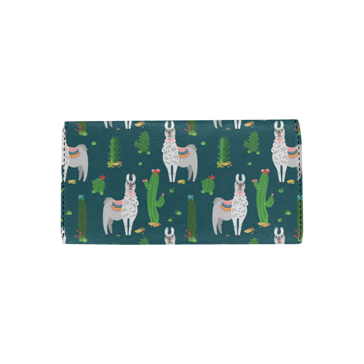 Llama Cactus Pattern Print Design 013 Women's Trifold Wallet