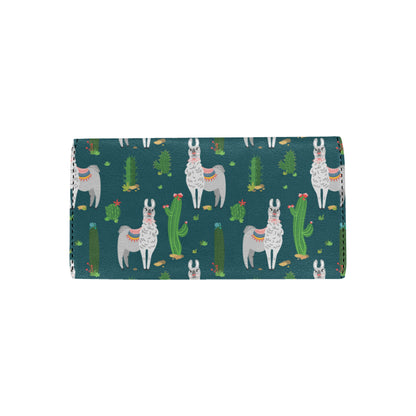 Llama Cactus Pattern Print Design 013 Women's Trifold Wallet