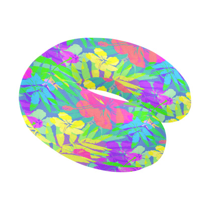 Neon Tropical Pattern Print Design A03 U-Shaped Travel Neck Pillow