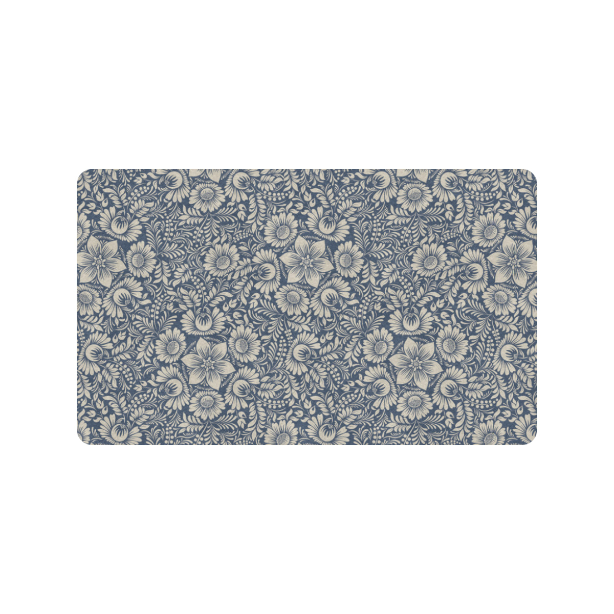 Elegant Floral Print Pattern Rubber Doormat