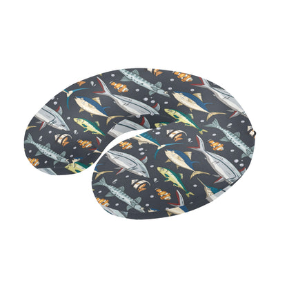 Swordfish Pattern Print Design 04 U-Shaped Travel Neck Pillow
