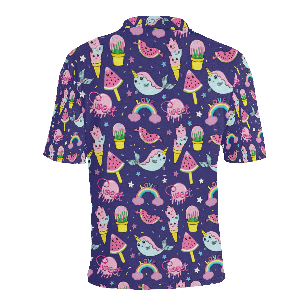 Narwhal Cute Pattern Print Design 02 Men Polo Shirt