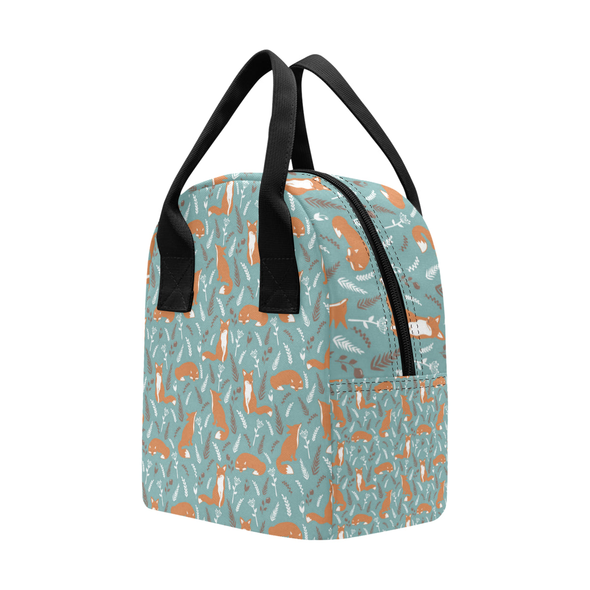 Fox Forest Print Pattern Insulated Lunch Bag