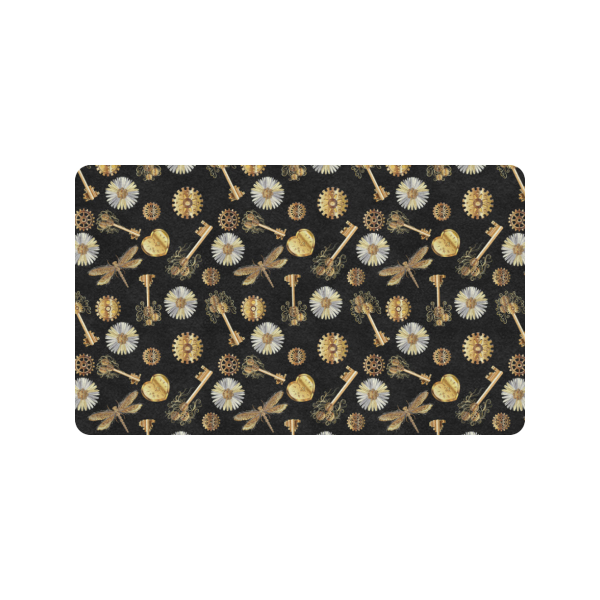 Steampunk Dragonfly Design Themed Print Rubber Doormat