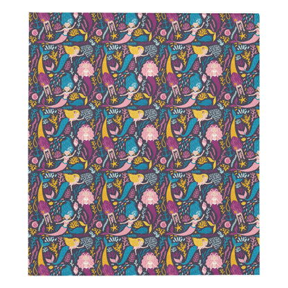 Mermaid Pattern Print Design 08 Premium Quilt
