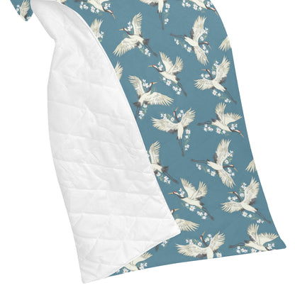 Crane Pattern Print Design 02 Premium Quilt