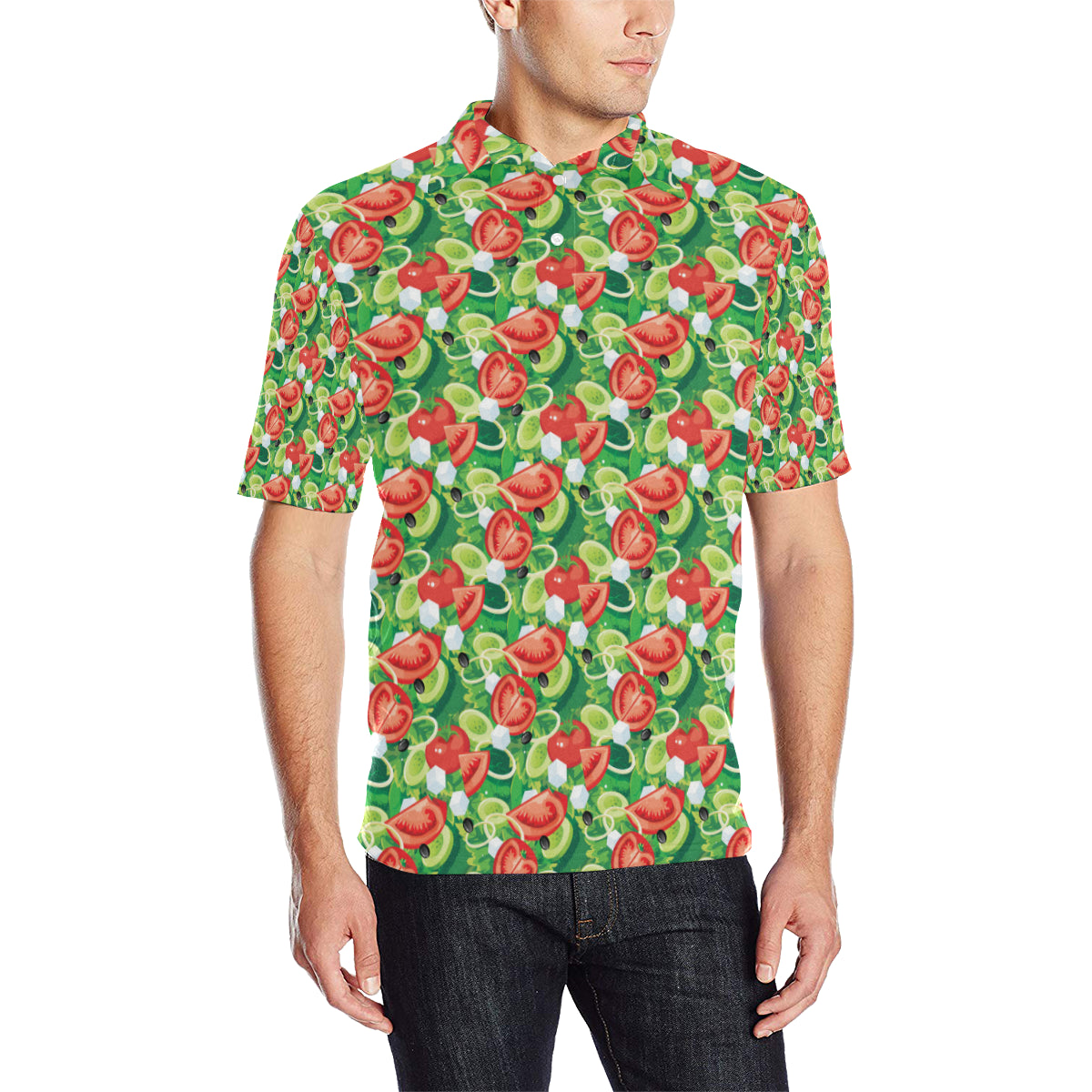 Vegan Salad Themed Design Print Men Polo Shirt