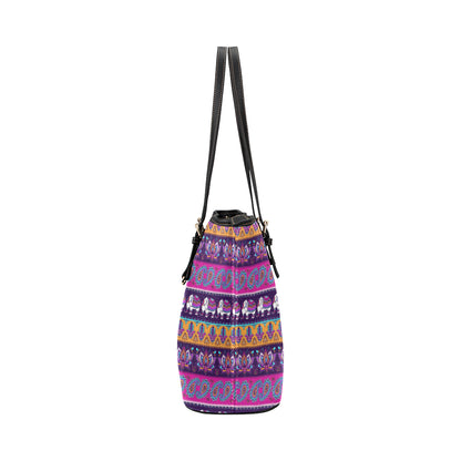 Boho Indian Style Pattern Leather Tote Bag