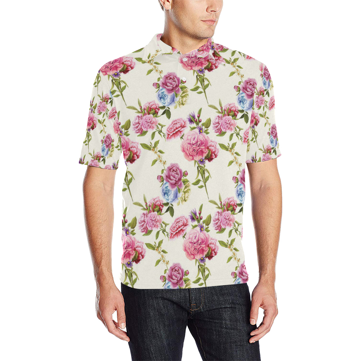 Carnations Pattern Print Design CN02 Men Polo Shirt