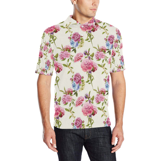 Carnations Pattern Print Design CN02 Men Polo Shirt