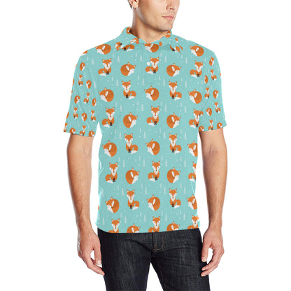 Fox Design Snow Print Pattern Men Polo Shirt
