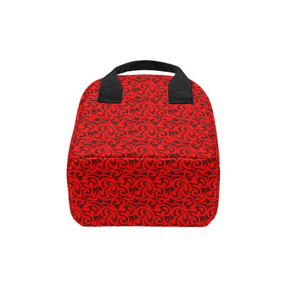 Maori Red Themed Design Print Insulated Lunch Bag