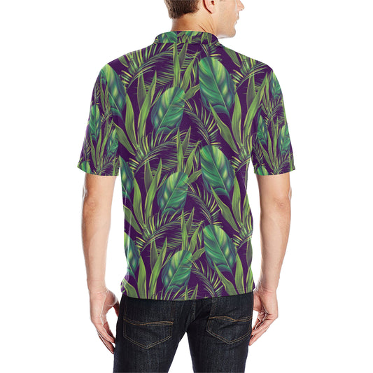 Palm Leaves Pattern Print Design PL03 Men Polo Shirt