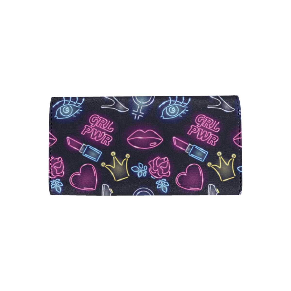 Lipstick Neon Pattern Print Design 02 Women's Trifold Wallet